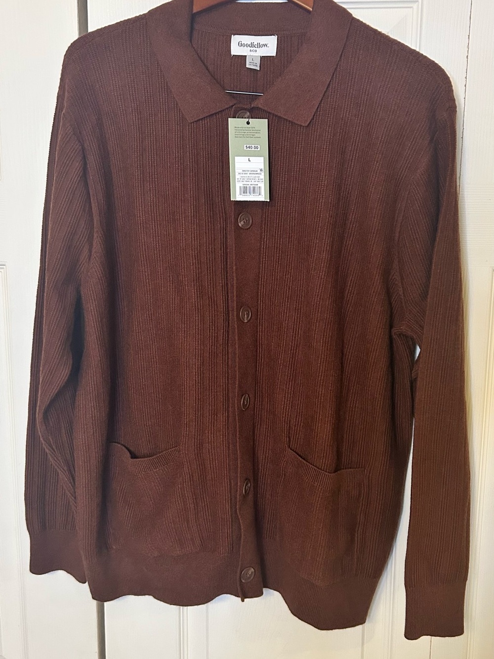 Goodfellow & Co Brown Ribbed Button-Front Cardigan Jacket